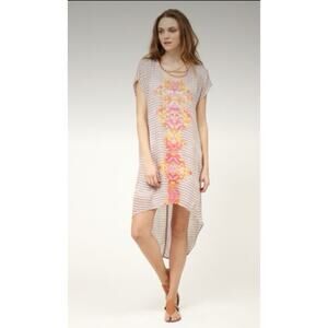 Free people hi low sunrise, striped floral cover-up dress SZ medium